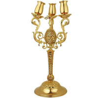 Church trikirion made of brass in gilt with inlays
