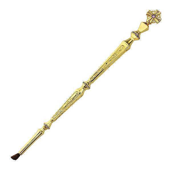Priest's cross made of gold-plated brass with gemstone inlays