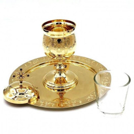 Brass bowl with plate from the anointing bowl set in gilding