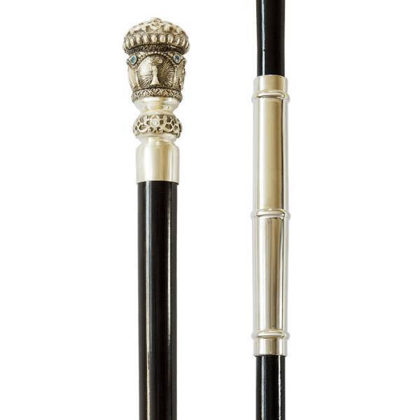 Brass staff for a pries in silver plated with jewelry