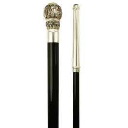 Staff made of silver-plated brass on a wooden base Staff made of silver-plated brass on a wooden base