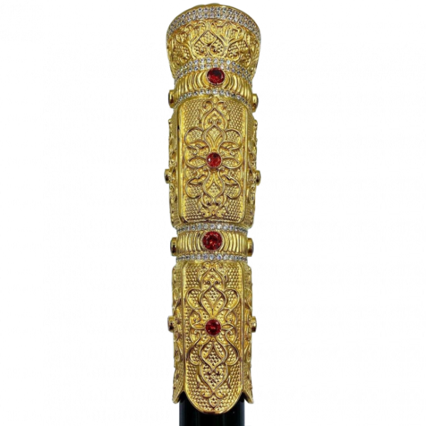 Brass staff for a priest in gilt