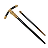 Staff of Abbess made of brass in gilding on wooden base Staff of Abbess made of brass in gilding on wooden base