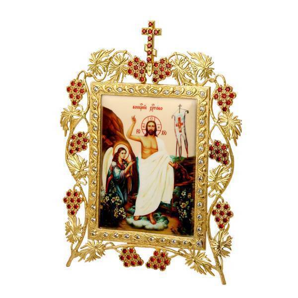  Table icon of the Resurrection of Christ made of gold-plated brass