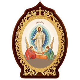 Resurrection of Christ table icon made of brass in silver plating 