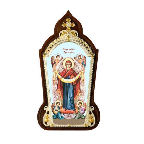 Icon of the Intercession of the Holy Mother of God in silver