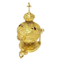 Brass censer in gilt with inlays Brass censer in gilt with inlays