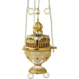 Brass censer with fragmentary gilding 