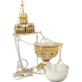 Brass censer with fragmentary gilding 