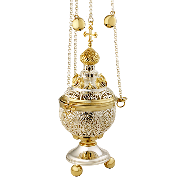 Brass censer with fragmentary gilding