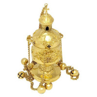 Small brass censer in gilt 