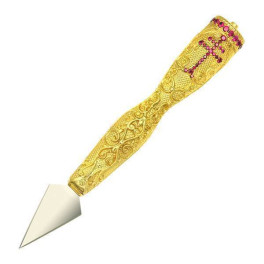 Medium brass spear with gilt inlays