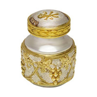 Brass holy oil vessel with fragmentary gilding Brass holy oil vessel with fragmentary gilding