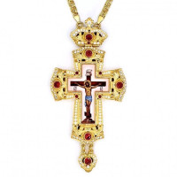 Cross for priest made of brass in gilt with chain