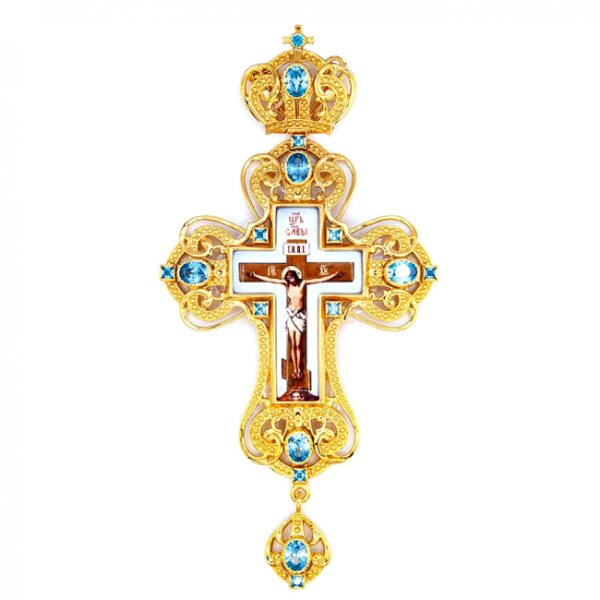 Pectoral cross made of brass in gilt with decorations