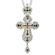 Priest's pectoral cross made of brass in silver plated with chain