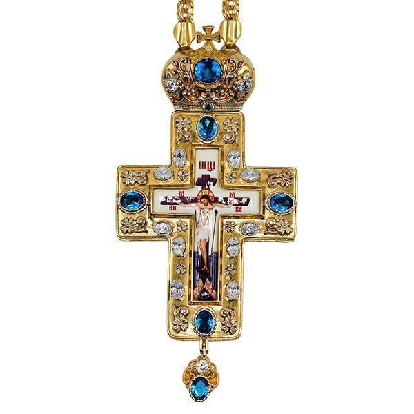 Cross for clergyman brass gilt with print and chain