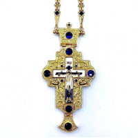 Cross for a priest made of brass in gilding with a chain
