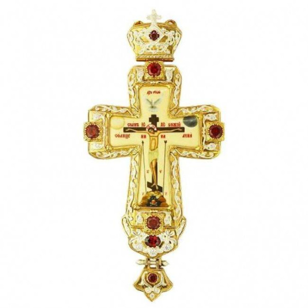 Cross for a priest made of gilded brass with decorations