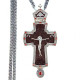 Cross for the priest brass in silver with wooden image and chain 