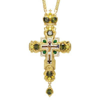Pectoral cross with chain for priest made of brass in gilding
