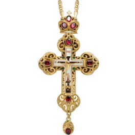 Pectoral cross for clergyman made of brass in gilt with chain
