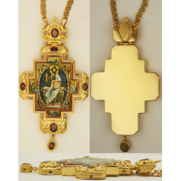 Cross for the priest brass in gilt with print and chain 