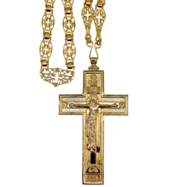 Cross for priest made of brass in gilt with chain