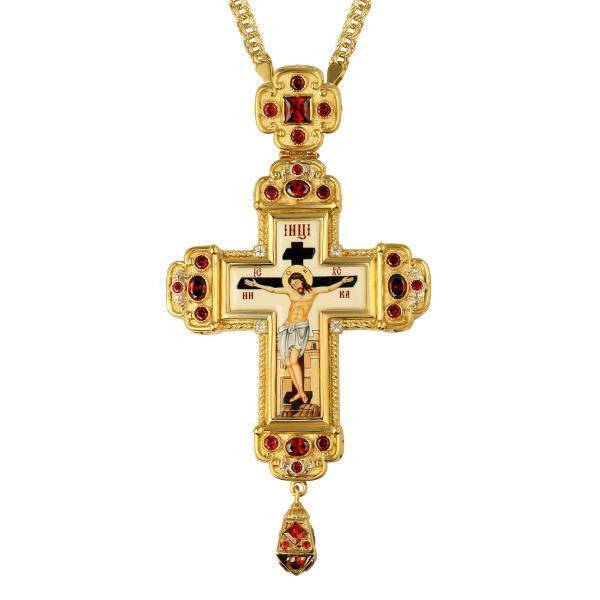 Cross for clergy in brass gilded with chain