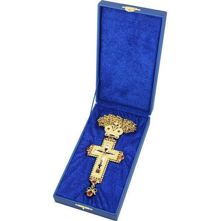 Cross for a priest made of gilded brass with a chain