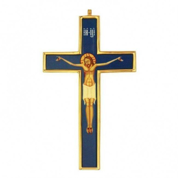Cross for Priest made of brass in gilt with print