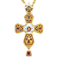 Orthodox pectoral cross made of brass in gilt with chain