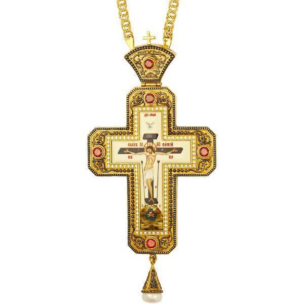 Cross for the priest brass in gilt 