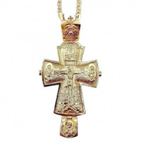 Cross for priest made of brass in gilt with chain
