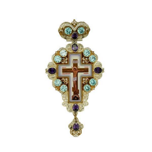 Cross for a priest made of brass with a gold-plated finish