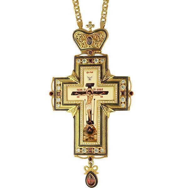 Cross for priest made of brass in gilt with chain