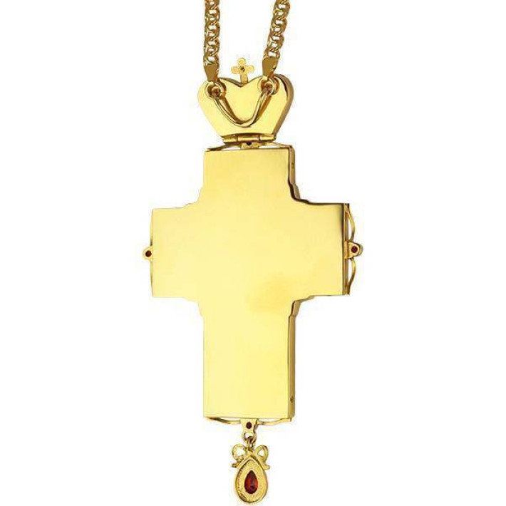 Cross for priest made of brass in gilt with chain