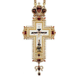 Pectoral cross for priest made of brass in gilt with chain