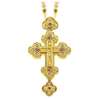 Cross for priest brass pectoral with chain gilded