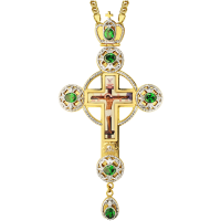 Cross for priest made of brass in gilt with chain