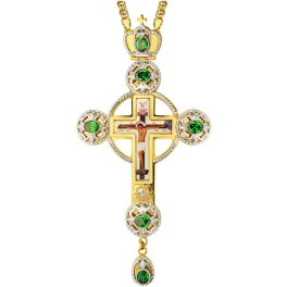 Cross for priest made of brass in gilt with chain