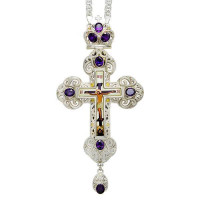 Kříž pro kněze z mosazi v postříbřeném provedení s řetízkem