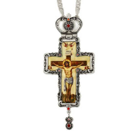 Cross for clergyman brass cross in silver plated with chain