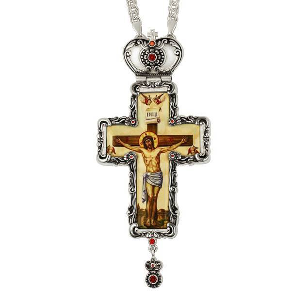 Cross for clergyman brass cross in silver plated with chain