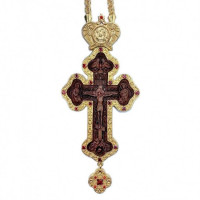 Holy Cross in brass in gilt with stones and chain