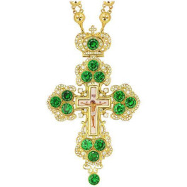 Cross for priest made of brass in gilt with chain