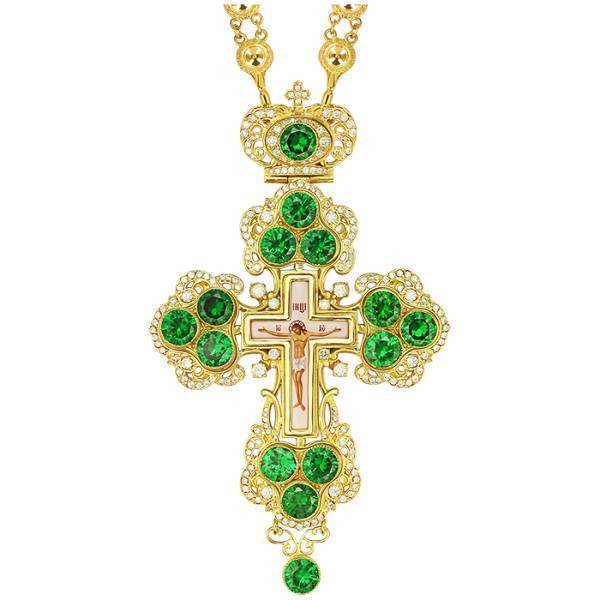 Cross for priest made of brass in gilt with chain
