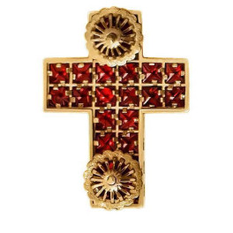 Cross for clobuk made of brass in gilt with decorations