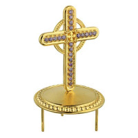 Brass cross on the miter in gilt