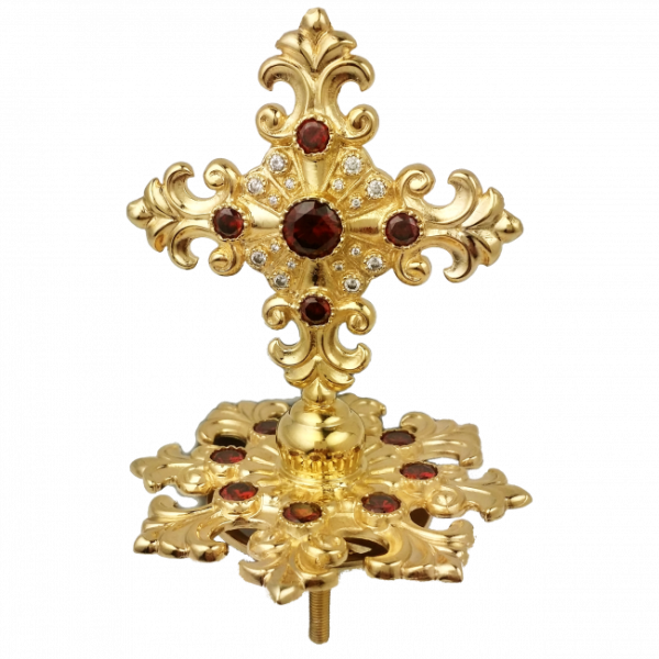 Brass mitre cross in gilding